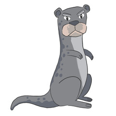 Hand drawn Otter cartoon illustration Animal.