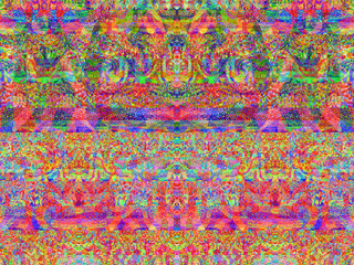 Creación de arte fractal digital compuesto de formas irregulares repetitivas en colores terrosos formando una especie de mosaico elaborado estilo antiguo.