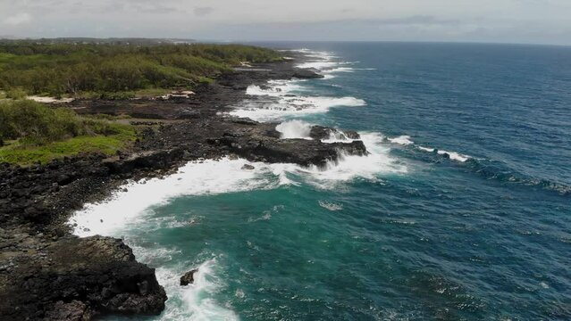 Aerial view on the Mauritius rocky coast