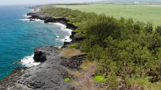 Aerial view on the Mauritius rocky coast