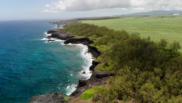 Aerial view on the Mauritius rocky coast