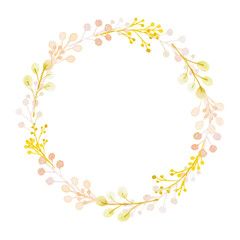 水彩手描きボタニカルリース,植物フレーム,