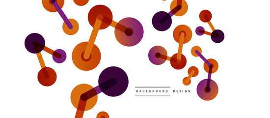 Abstract background. Round dots connected by lines. Trendy techno business template for wallpaper, banner, background or landing