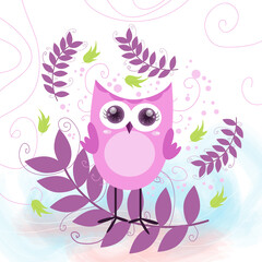 Background with cute owl vector illustration