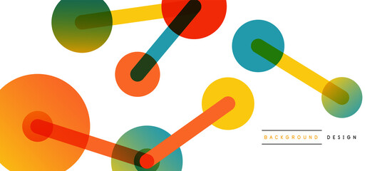 Line points connections geometric abstract background. Circles connected by lines. Trendy techno business template for wallpaper, banner, background or landing
