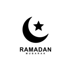 Islamic crescent star simple flat logo vector. Crescent moon logo. Islamic logo. Ramadan logo