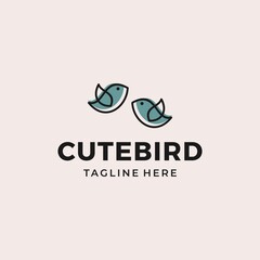 Cute bird logo design vector illustration