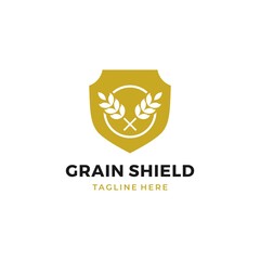 grain shield logo design vector illustration