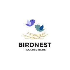 Bird nest logo design vector illustration