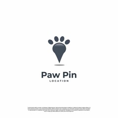 Fototapeta premium Vector paw icon and map pointer logo combination. Pet and gps location symbol . pet and pin logotype template design. 