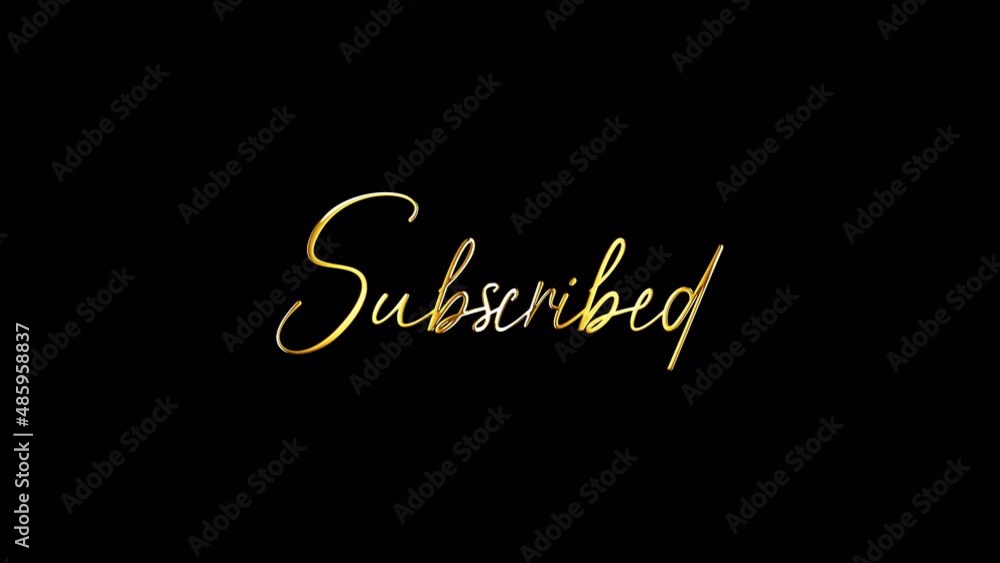 Poster sbuscribe gold text titles background typography of subscribe isolated with alpha channel quick time