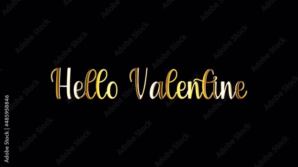 Poster hello valentine gold text titles background typography of hello valentine isolated with alpha channe