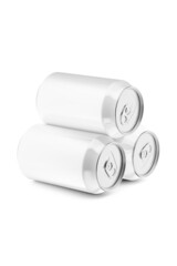 3d render. Aluminum cans for drinks isolated on white background. Mock up