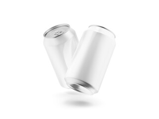 3d render. Aluminum cans for drinks isolated on white background. Mock up