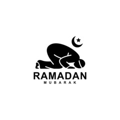 Ramadan logo. Islamic pray simple flat icon vector illustration
