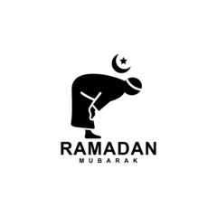 Ramadan logo. Islamic pray simple flat icon vector illustration