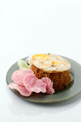 Nasi Goreng Rendang, Fried Rice with Beef Stew and Sunny Side Up Egg.