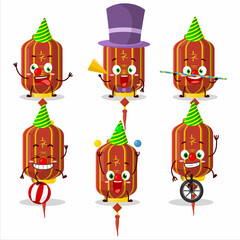 Cartoon character of red chinese long lamp with various circus shows