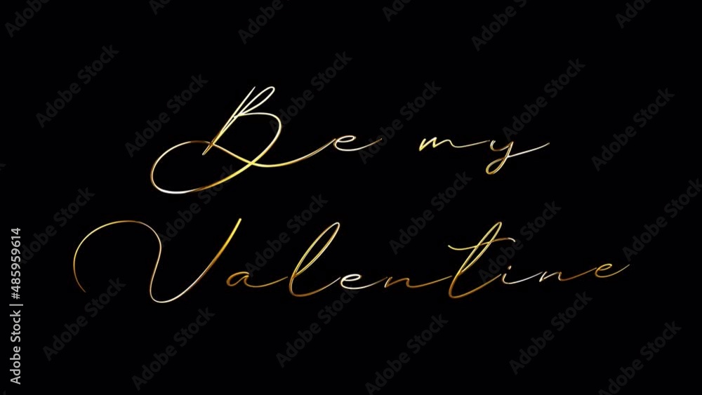 Poster be my valentine gold text titles background typography of be my valentine isolated with alpha channe