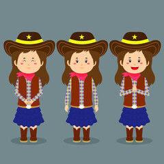 Cowboy Character with Various Expression