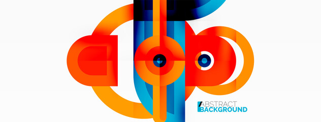 Fototapeta premium Creative geometric wallpaper. Minimal abstract background. Bright color geometric shapes on white backdrop. Business template for wallpaper, banner, background or landing