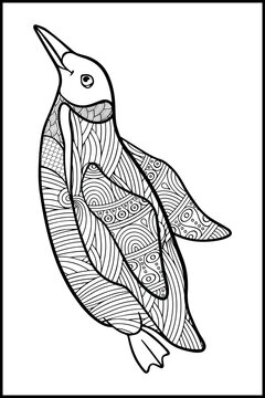 recommend clip art: penguin coloring book for adults vector illustration. Anti-stress coloring for adults. Zentangle style.