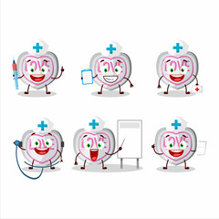 Doctor profession emoticon with white love candy cartoon character