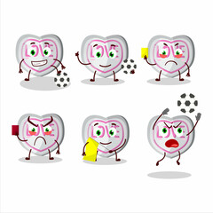 Fototapeta premium White love candy cartoon character working as a Football referee