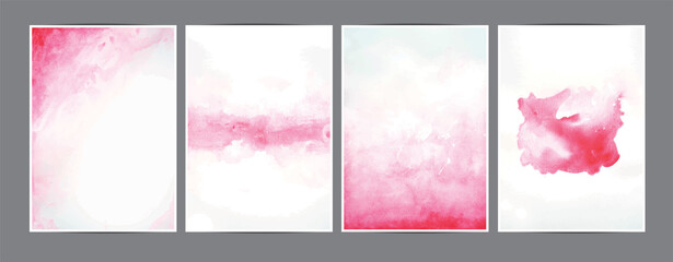 Vector pink watercolor splashing on the paper in A4 size invitation card background template collection