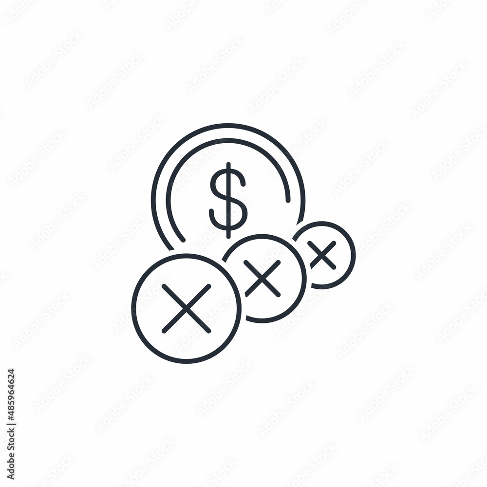 Poster rejected financial operation . vector linear icon isolated on white background