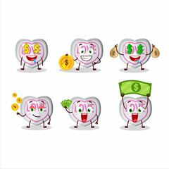 White love candy cartoon character with cute emoticon bring money