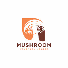 Mushroom Farming Logo vector simple modern agriculture organic food design template
