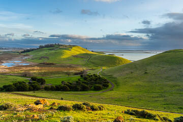 Green Mountain and Trails in Coyote Hills Regional Park, Fremont, California