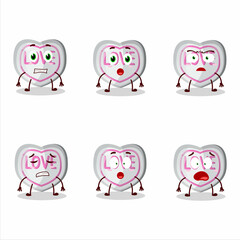 Character cartoon of white love candy with scared expression