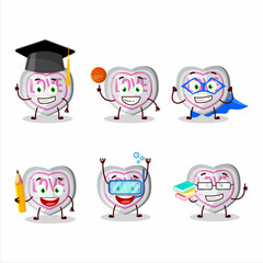 School student of white love candy cartoon character with various expressions