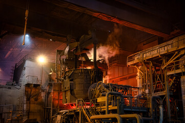 Scrap metal ladle before being discharged into steelmaking furnace