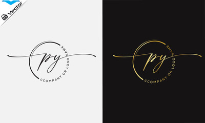 P y Initial handwriting signature logo, initial signature, elegant logo design
vector template.
