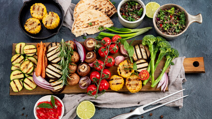 Grilled veegetables on light background.