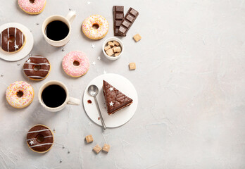 fresh donut with coffee