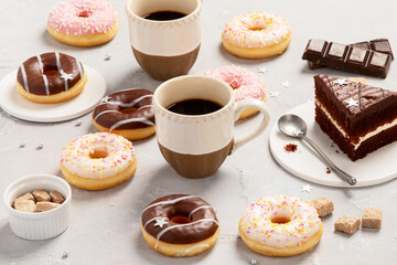 fresh donut with coffee