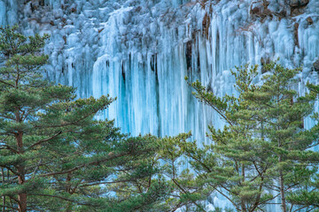 長野県木曽郡木曽町　白川氷柱群