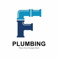 letter f with plumbing pipe logo vector design template. Suitable for pipe service, drainage, sanitation home, and maintenance service company   