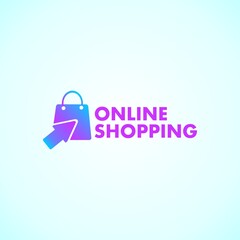 Online shopping logo modern design template vector illustration shopping bag and mouse simple