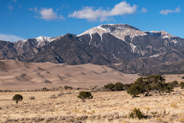Fototapeta na wymiar 13,335 foot Mount Herard is located in the Great Sand Dunes National Preserve, Colorado.