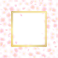 さくらのフレーム⑩正方形_金枠_白背景