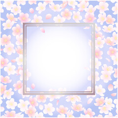 さくらのフレーム⑩正方形_銀枠_紫背景