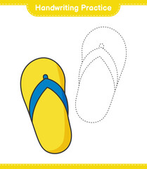 Handwriting practice. Tracing lines of Flip Flop. Educational children game, printable worksheet, vector illustration
