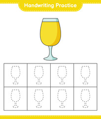Handwriting practice. Tracing lines of Cocktail. Educational children game, printable worksheet, vector illustration