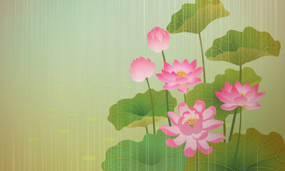 lotus flower white emotional background oriental style cloudy morning sky simple 연꽃 동양화 배경화면