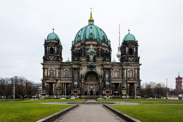 View of the Berliner Dom (Berlin Cathedral), a monumental German Evangelical church and dynastic...